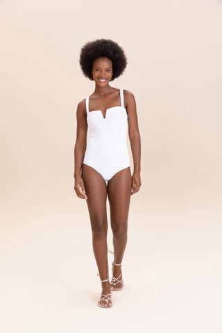 Curl V-Neck One-Piece Swimsuit