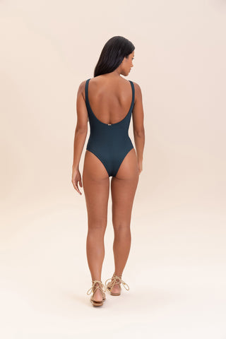 Gloss Rib Bandeau One-Piece Swimsuit