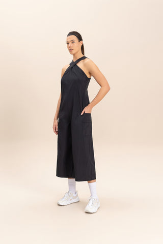 Cross Nylon Net Long Jumpsuit