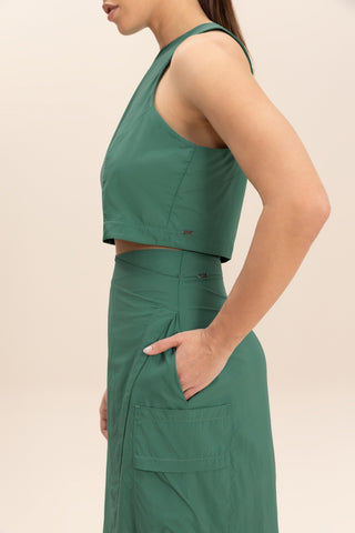 Crop Knot Nylon Net Tank Top