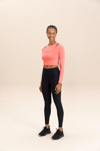 Overlay Long Sleeve Cropped Sports Bra