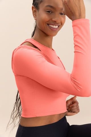 Overlay Long Sleeve Cropped Sports Bra