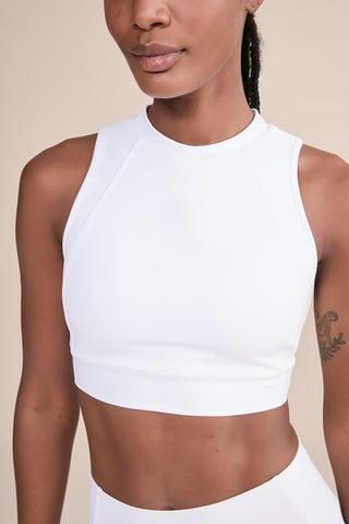 Zip Upfit Tule Power White Sports Bra
