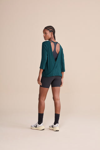 Long Sleeve Cross Back Viscose Top