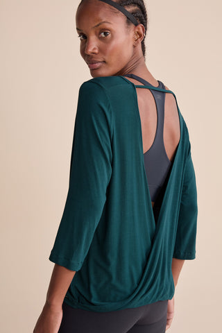 Long Sleeve Cross Back Viscose Top