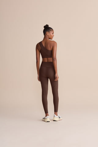 One-Shoulder Neoprene Lines Sports Bra