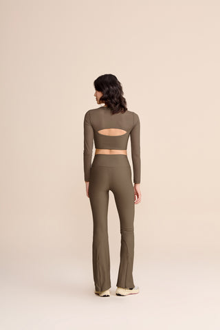 V Zip Tule Core Flare Pants