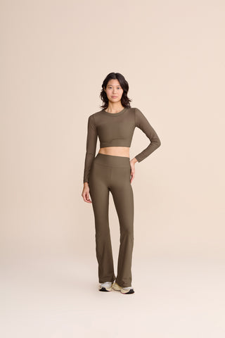 V Zip Tule Core Flare Pants