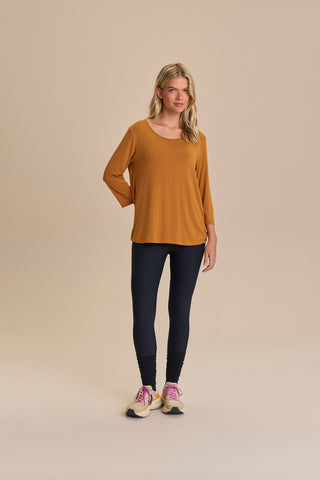 Long Sleeve Cross Back Viscose Top