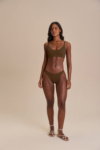 Cut Out Jacquard Curl Bikini Top