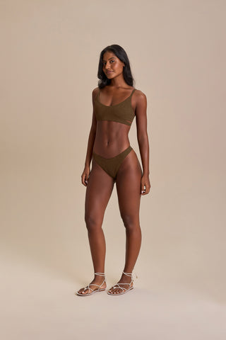 Cut Out Jacquard Curl Bikini Top
