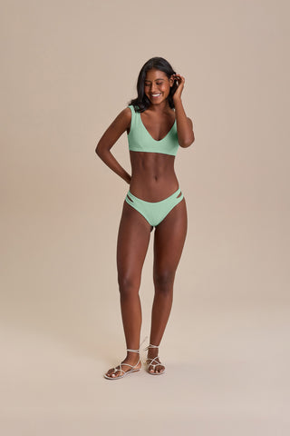 V Cut Out Jacquard Curl Bikini Top