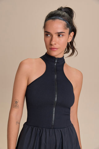 Zip Seamless Nylon Net Jumpsuit