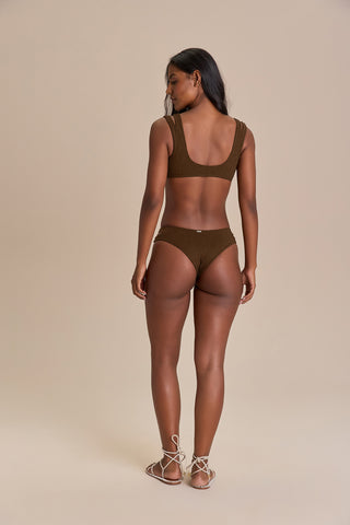 V Cut Out Jacquard Curl Bikini Top