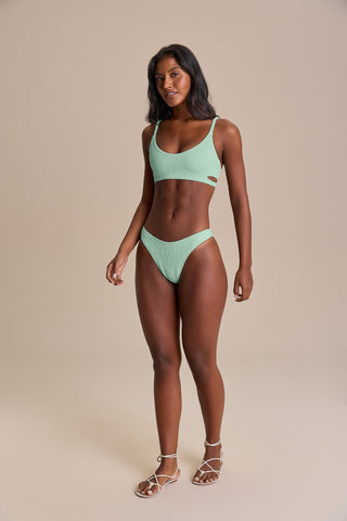 Cut Out Jacquard Curl Bikini Top