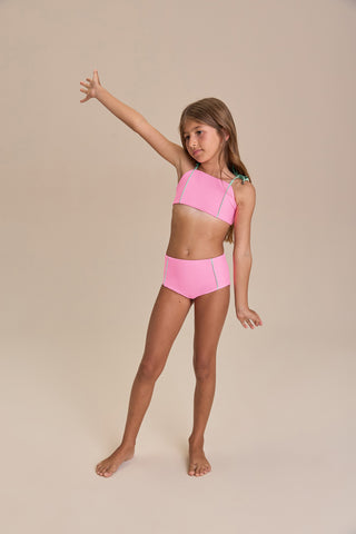 Kids Contrast Piping Bikini Set