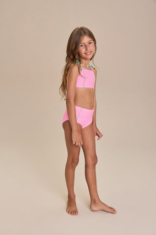 Kids Contrast Piping Bikini Set