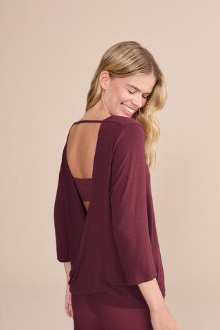 Long Sleeve Cross Back Viscose Top