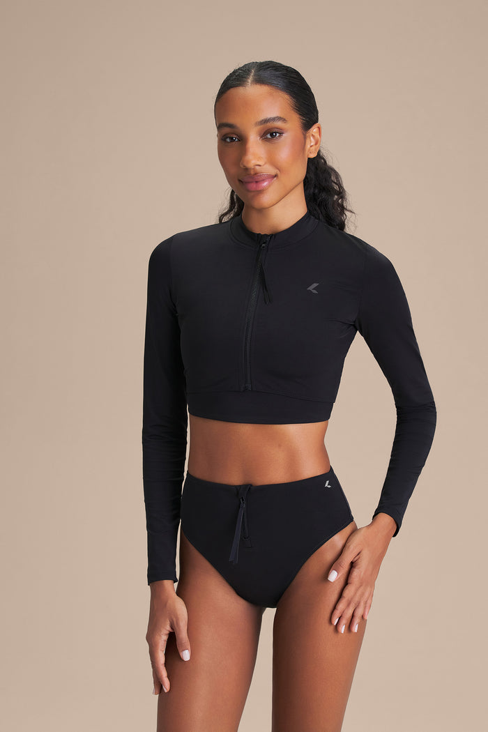 Acqua Zip LS Cropped Top