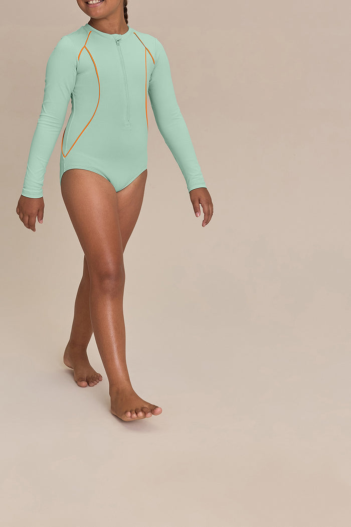 Kids Contrast Piping Swimsuit