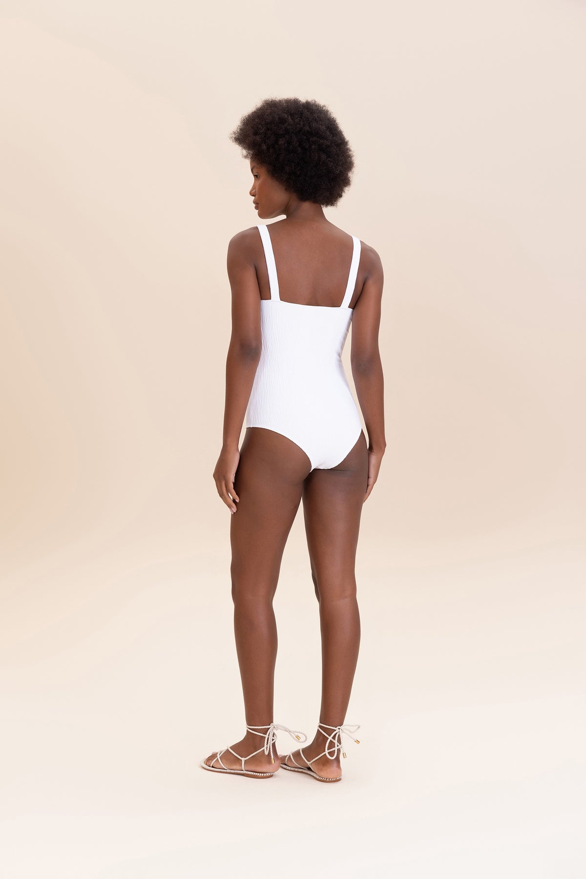 Curl V-Neck One-Piece Swimsuit