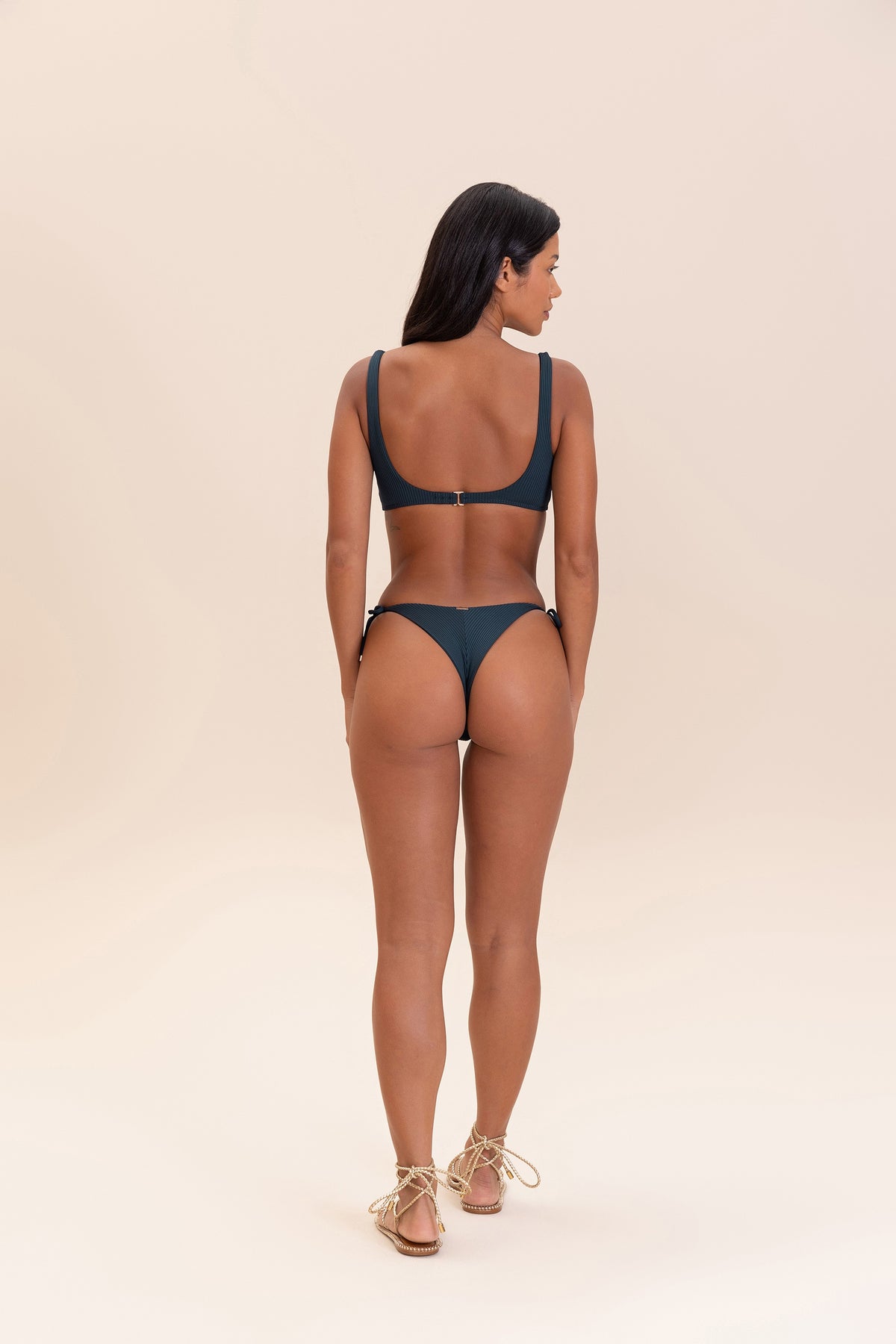 Gloss Rib Tie-Side Bikini Bottom