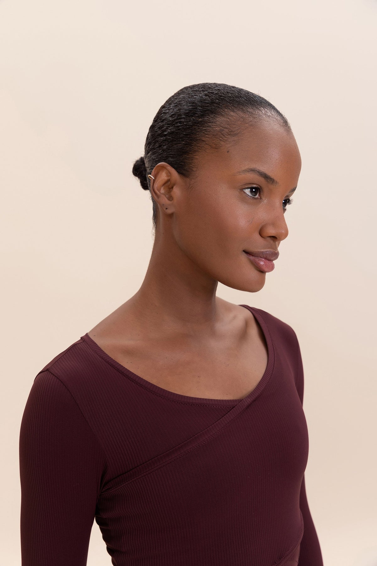 Ribbed Knit Wrap Top