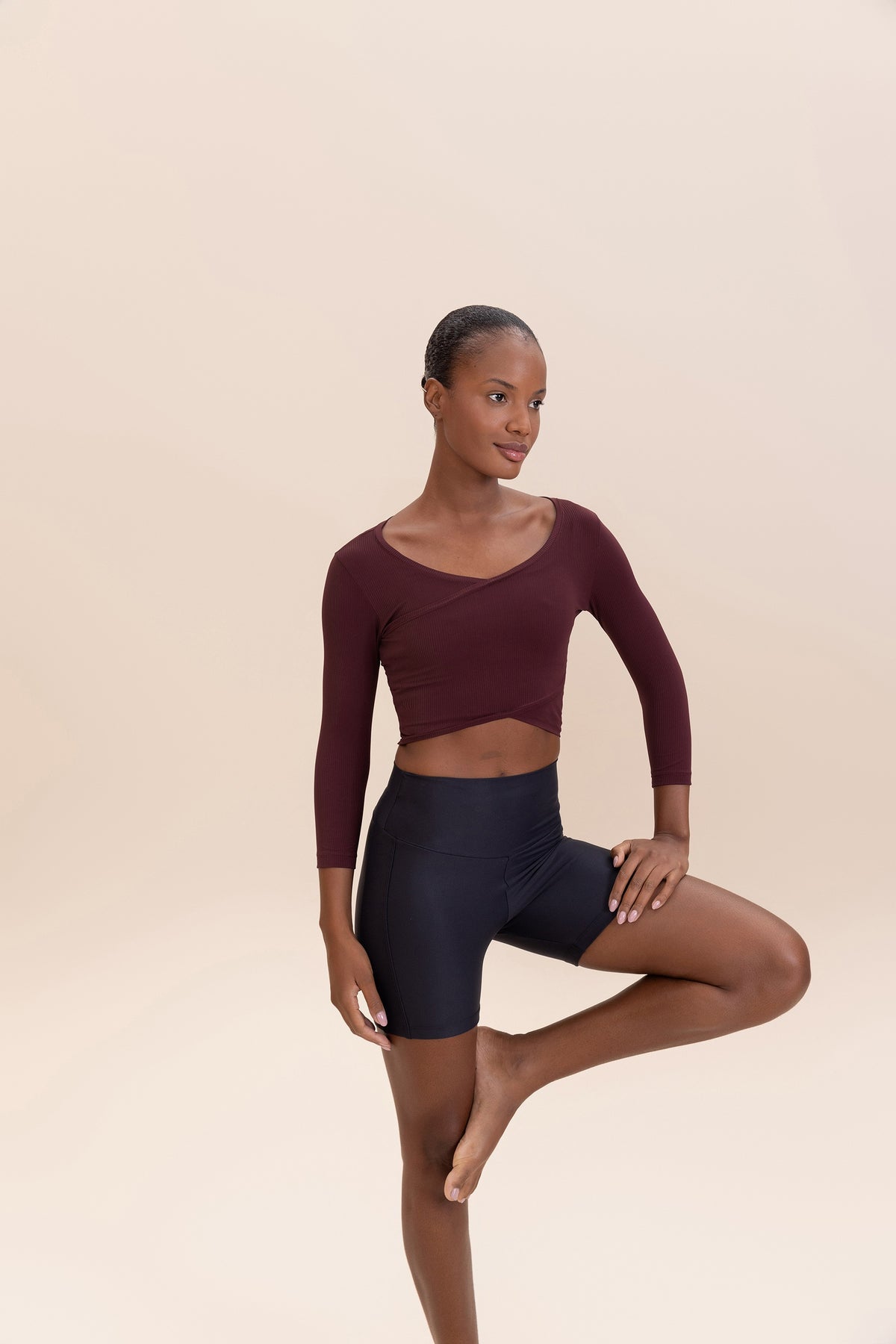 Ribbed Knit Wrap Top