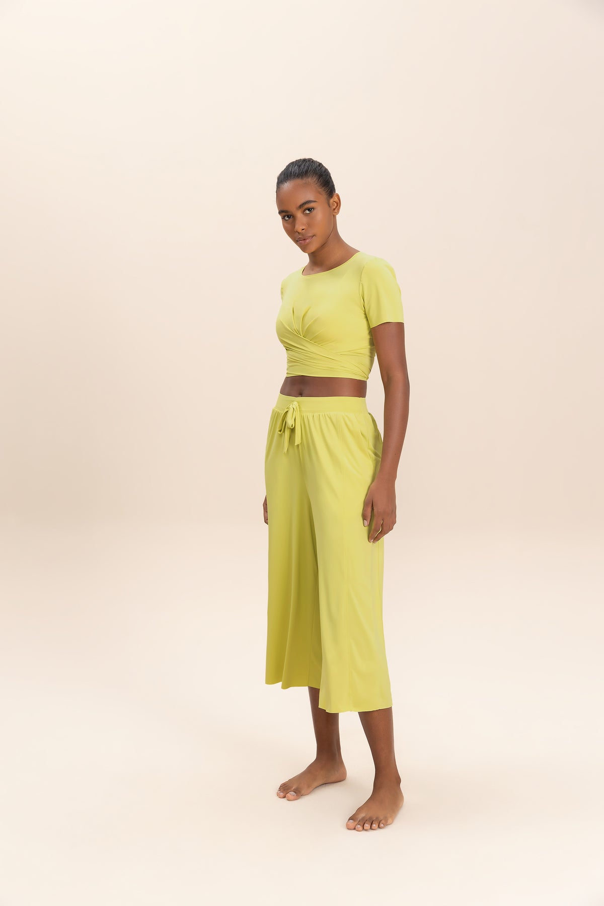 Tie Wide Capri Pants