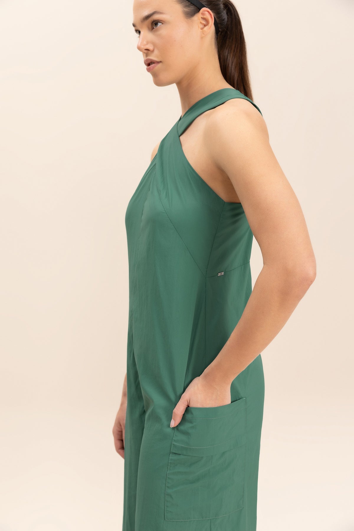 Cross Nylon Net Long Jumpsuit
