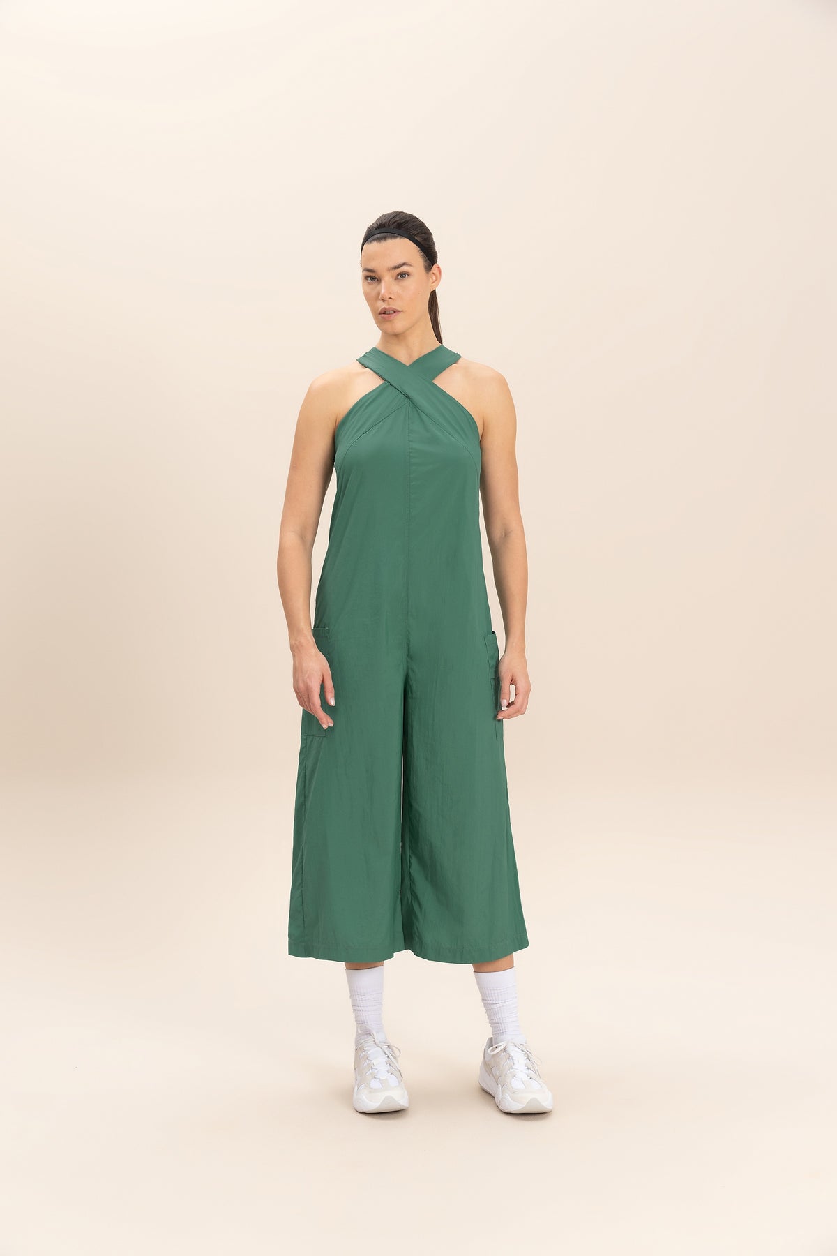 Cross Nylon Net Long Jumpsuit