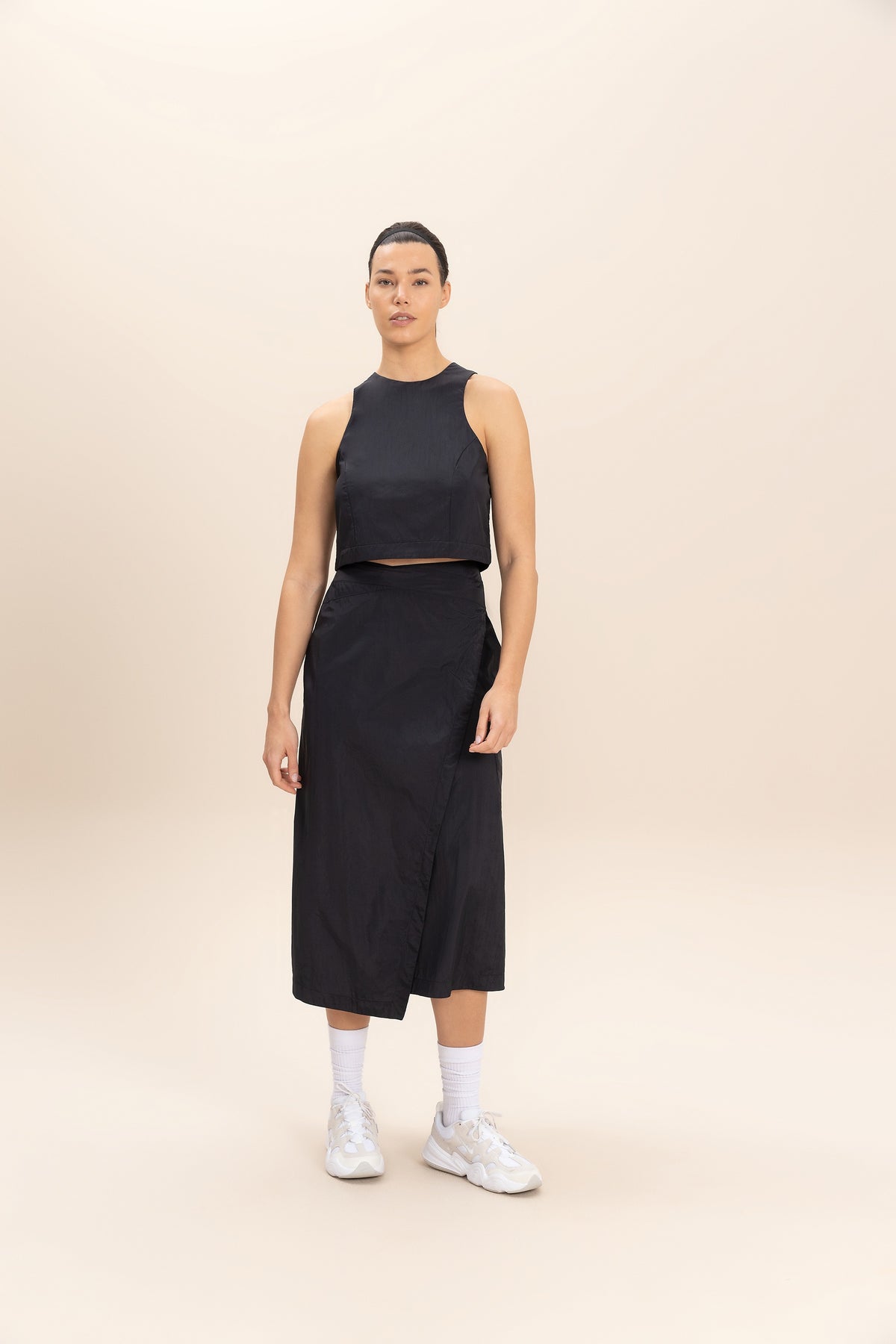 Cross Nylon Net Midi Skirt