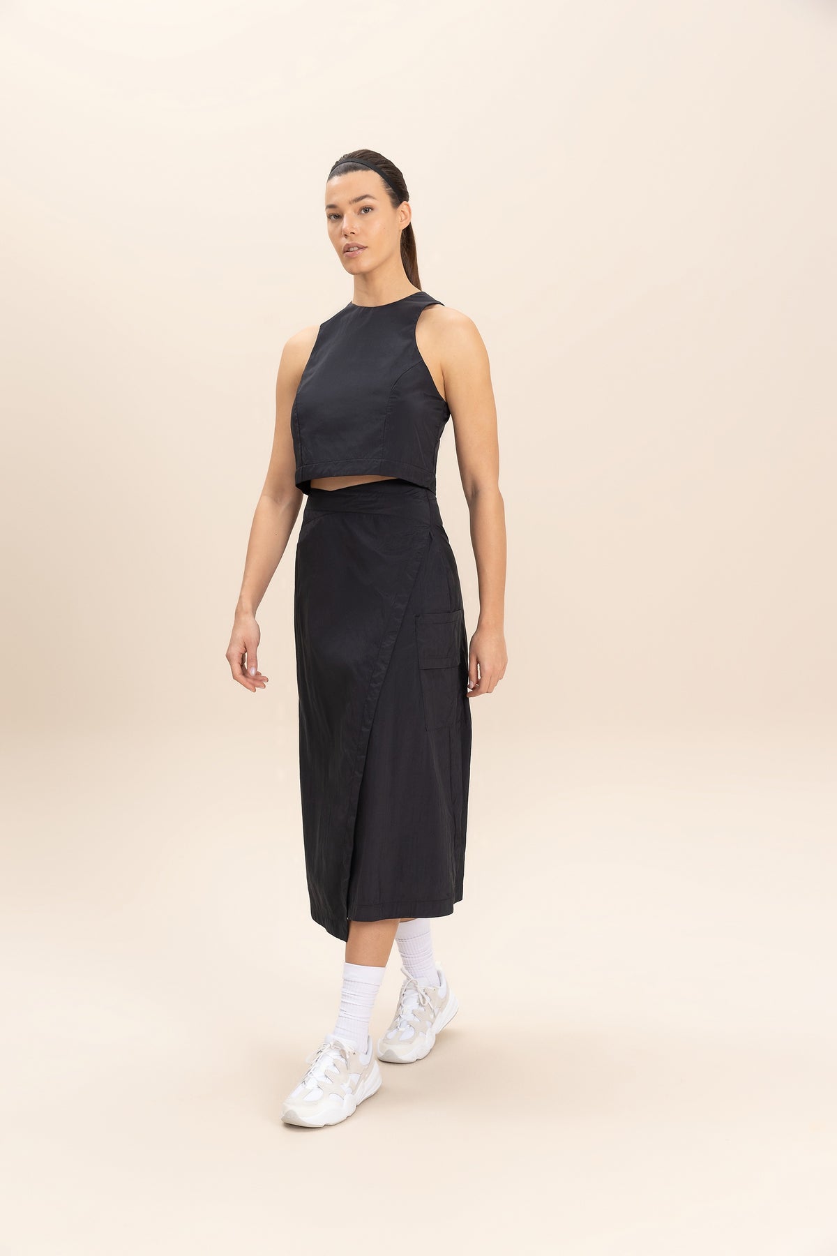 Crop Knot Nylon Net Tank Top