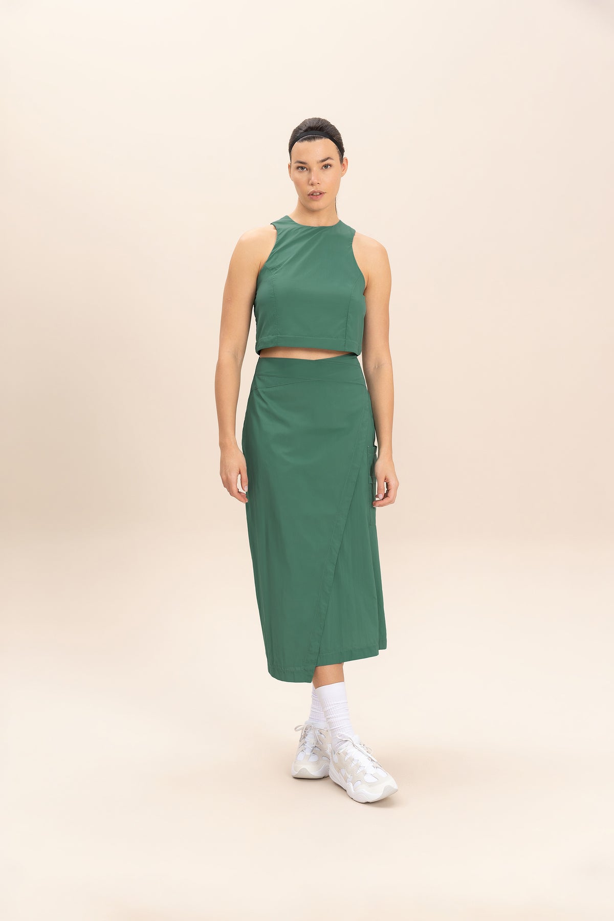 Crop Knot Nylon Net Tank Top