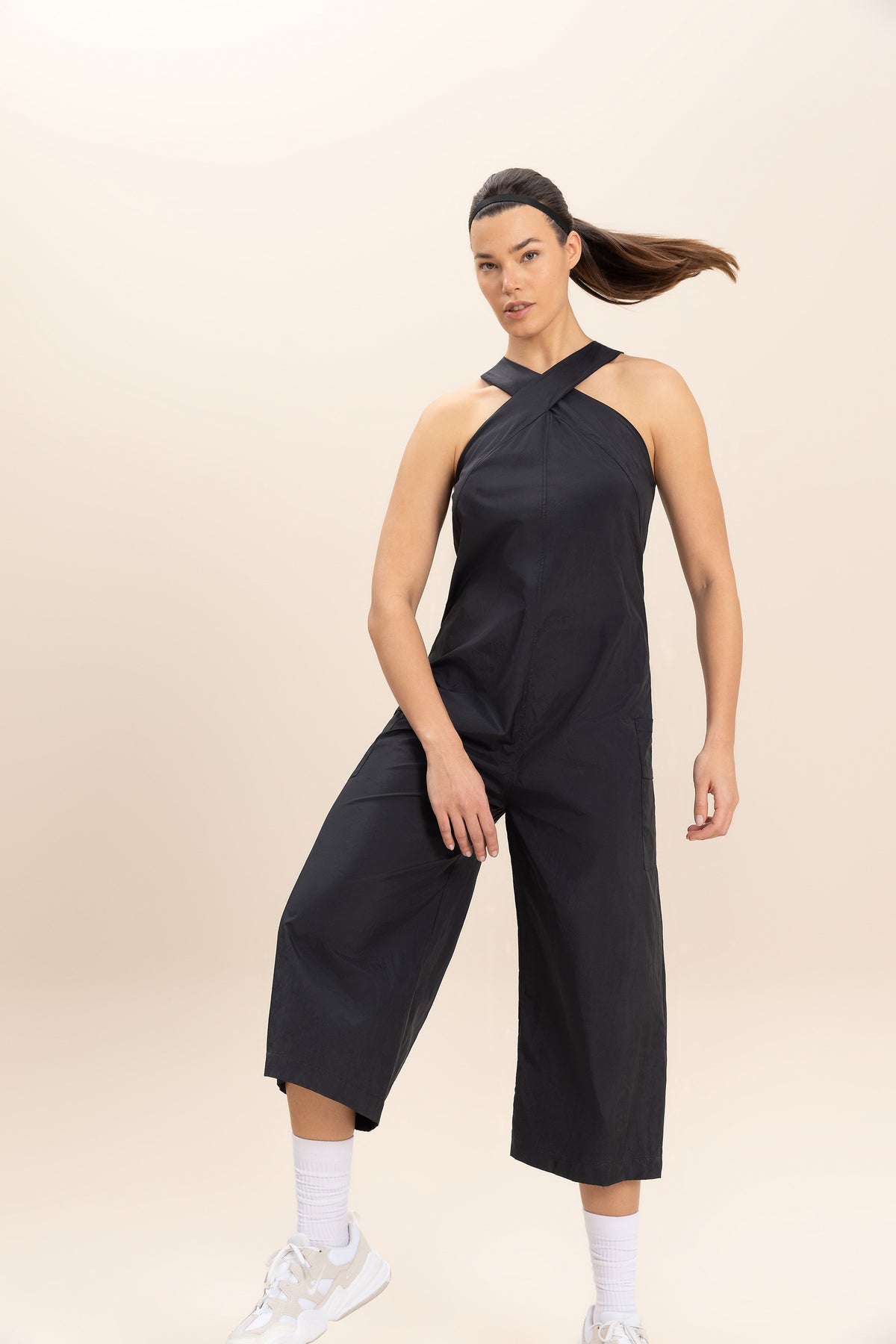 Cross Nylon Net Long Jumpsuit