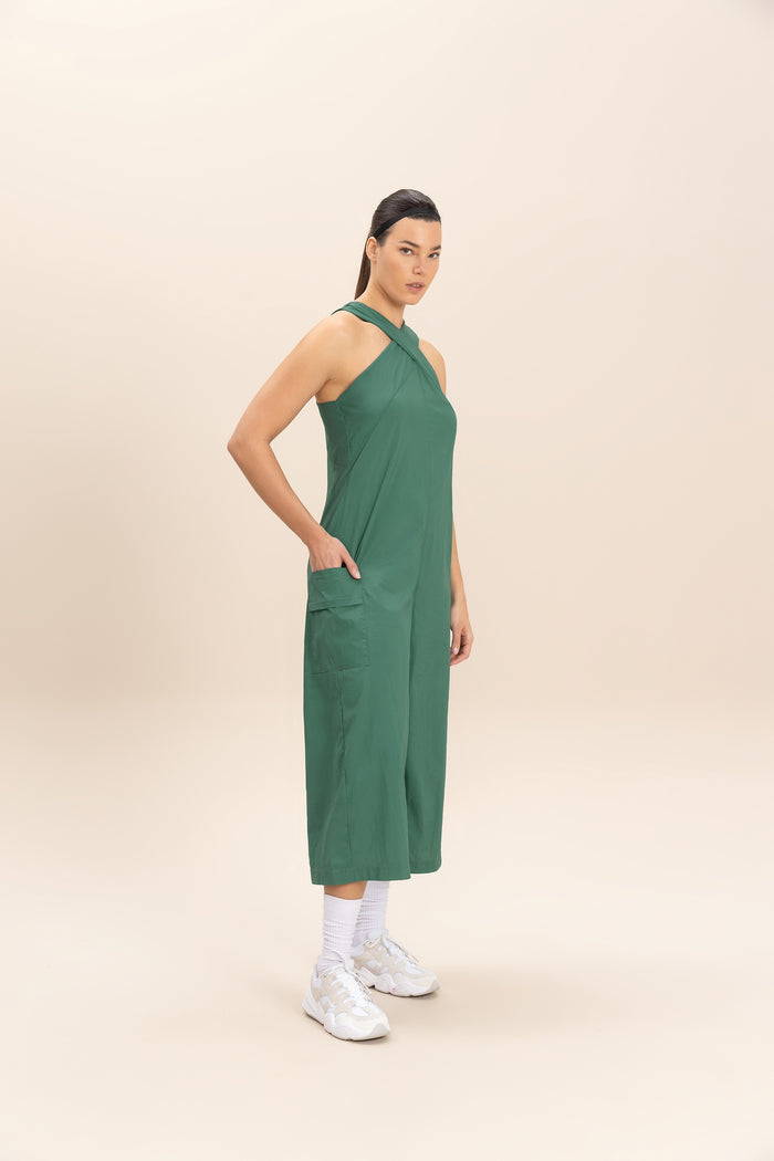 Cross Nylon Net Long Jumpsuit