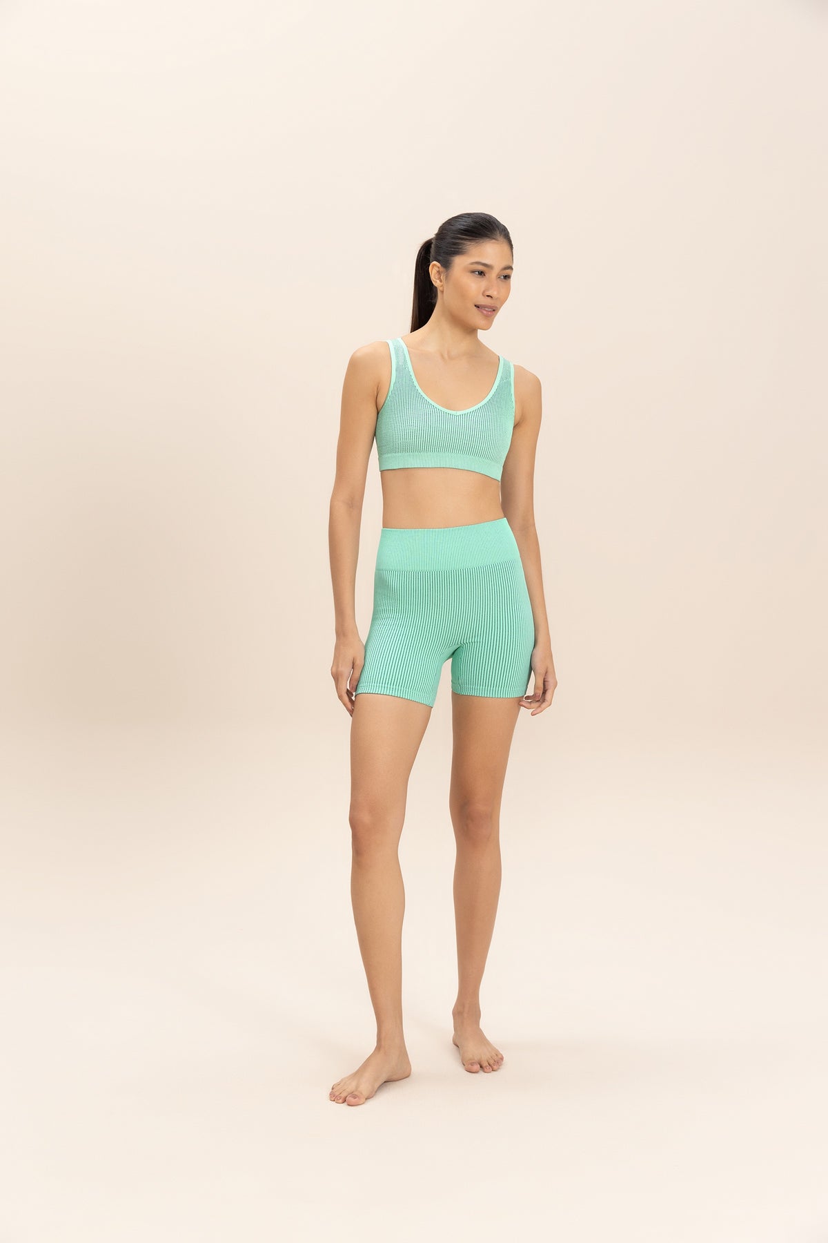 Rib Classic Seamless V-neck Sports Bra