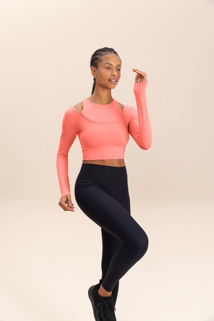 Overlay Long Sleeve Cropped Sports Bra