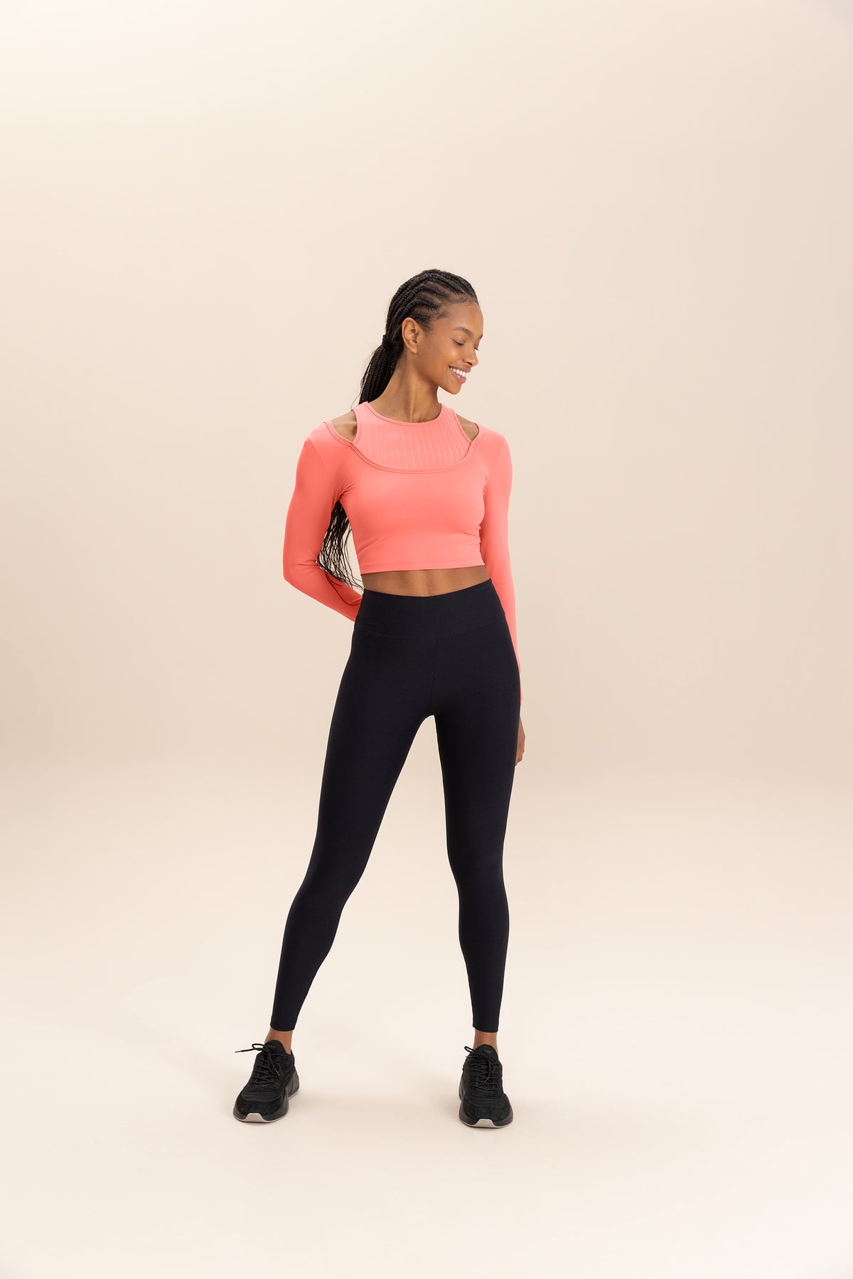 Overlay Long Sleeve Cropped Sports Bra