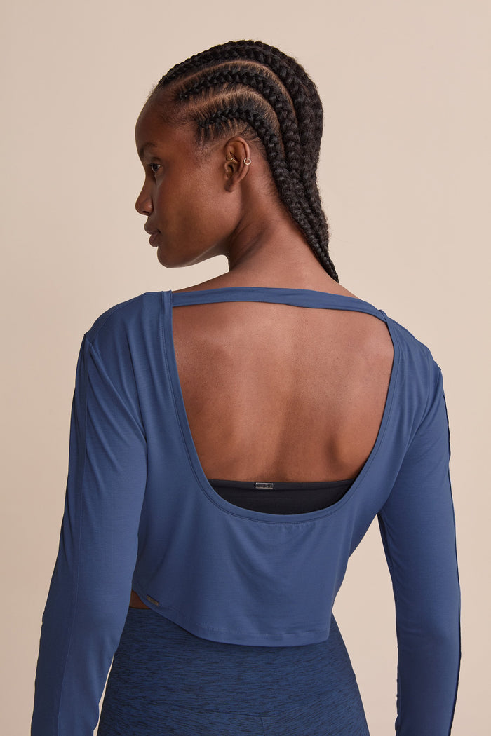 Long Sleeve Cropped Micromodal Blouse