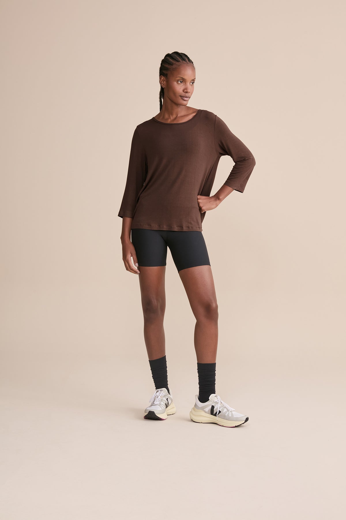 Long Sleeve Cross Back Viscose Top