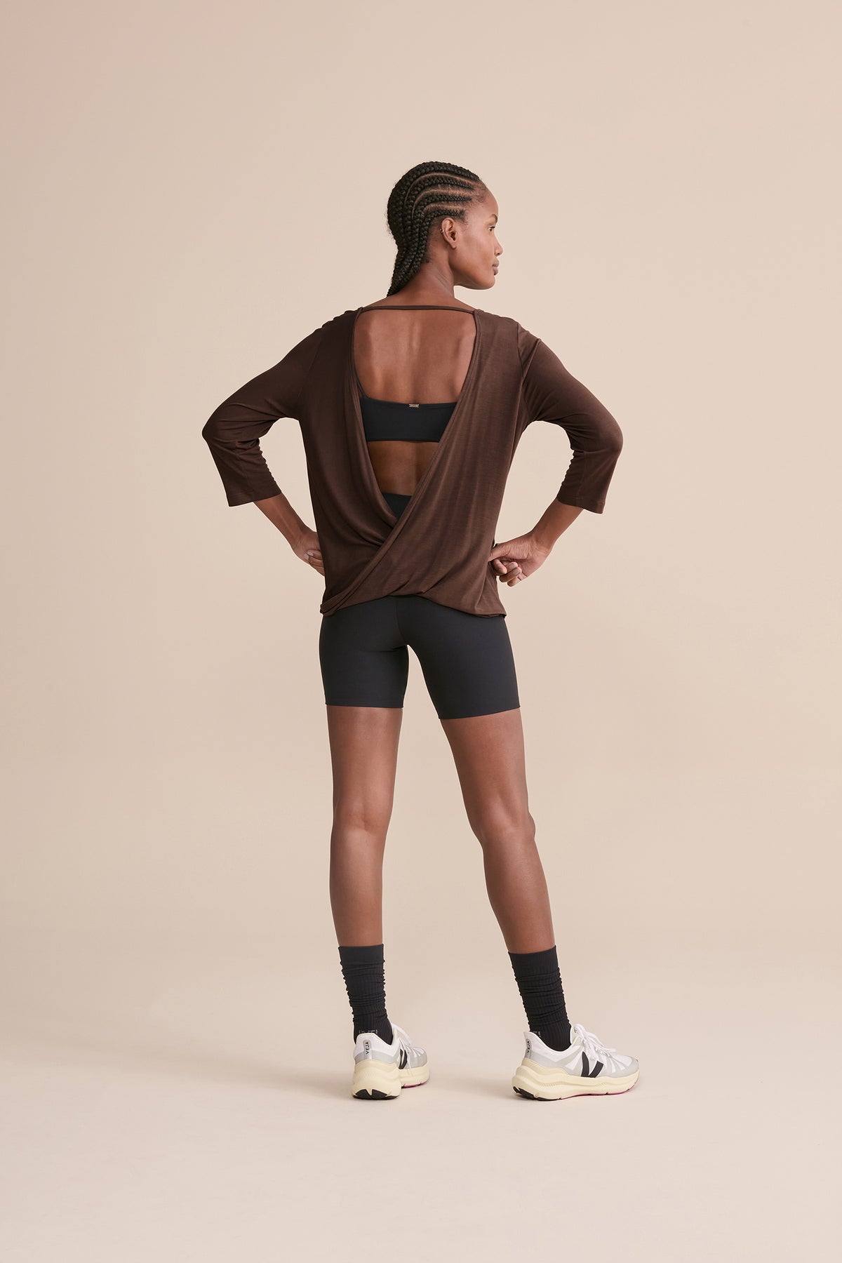 Long Sleeve Cross Back Viscose Top
