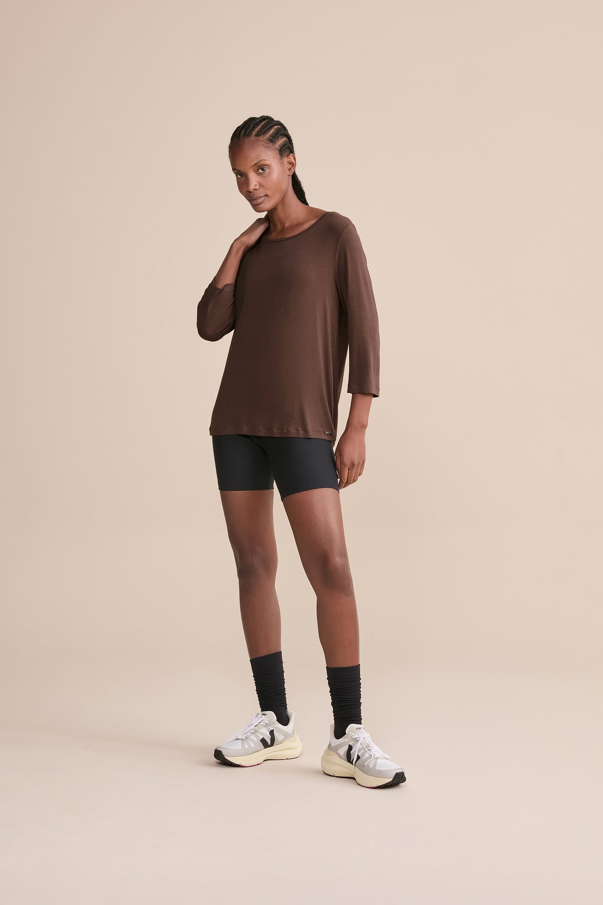 Long Sleeve Cross Back Viscose Top