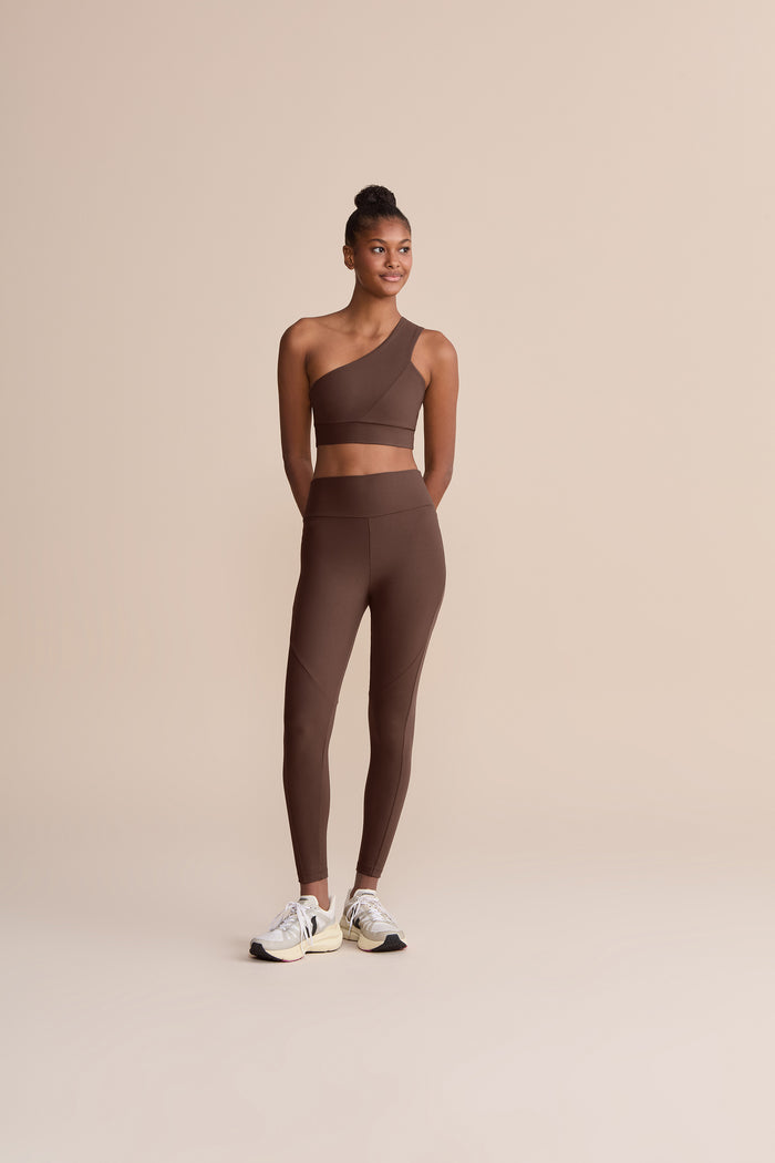 One-Shoulder Neoprene Lines Sports Bra