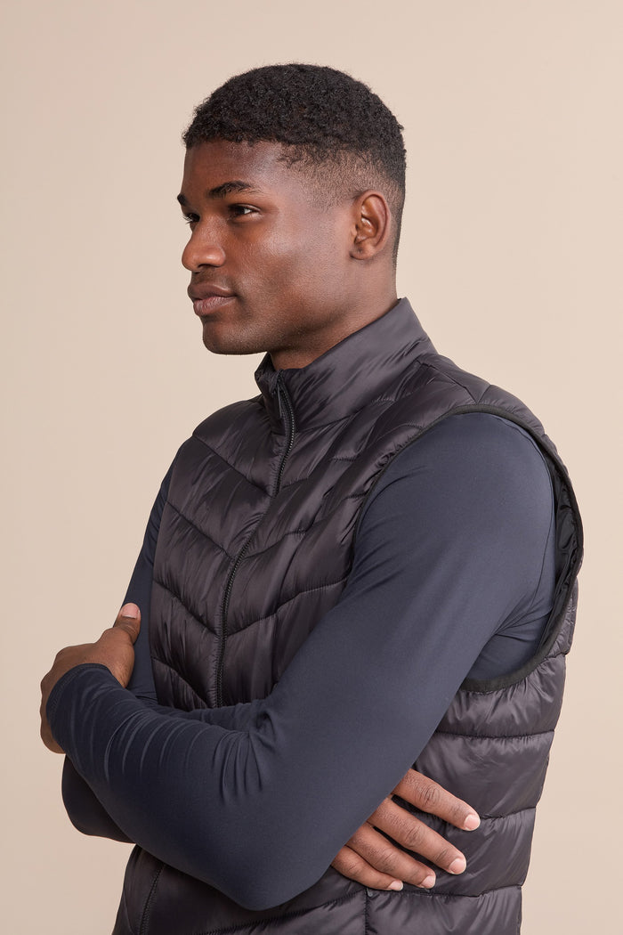 Fresh Nylon Men's Puffer Vest - Black