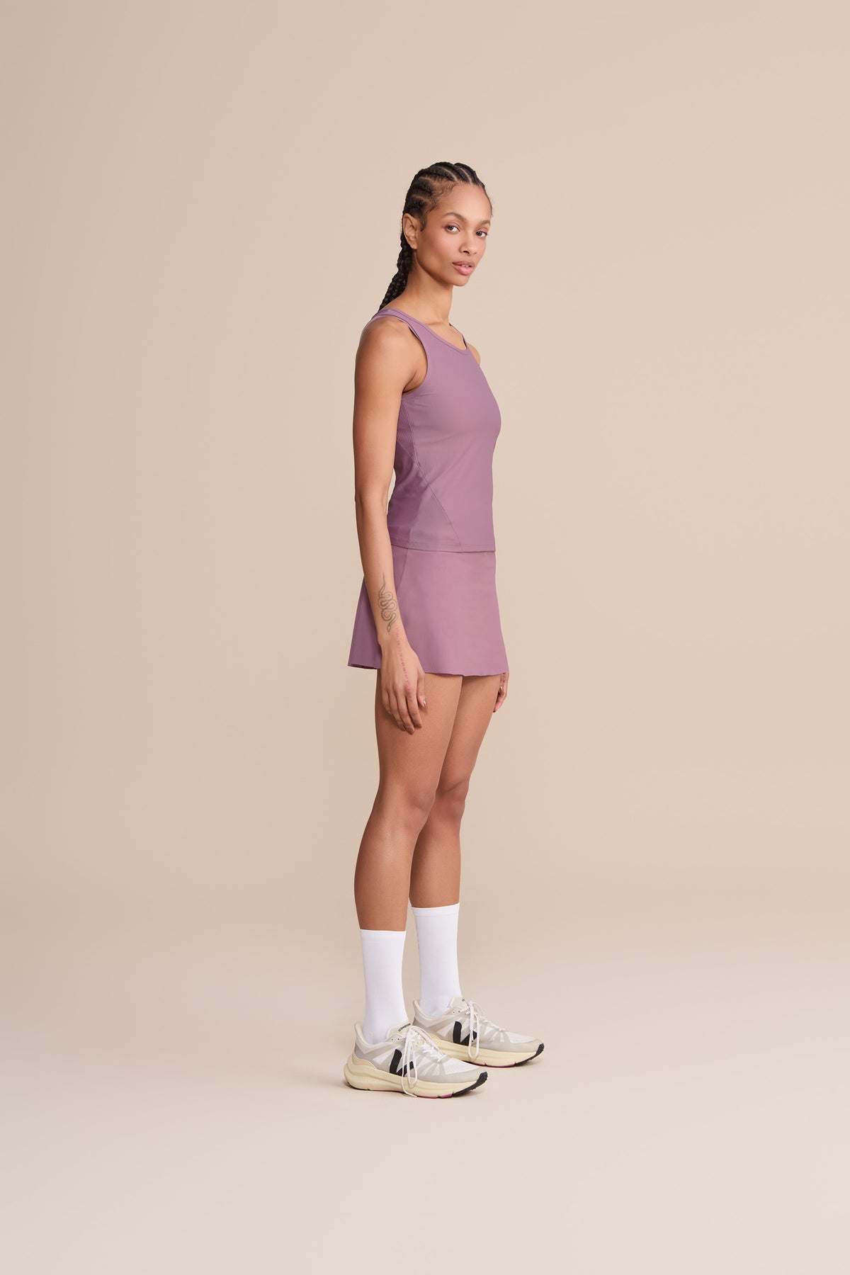 Violet Ribbed Knit Tank Top