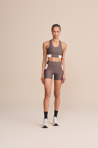 Suede Contrast Racerback Sports Bra