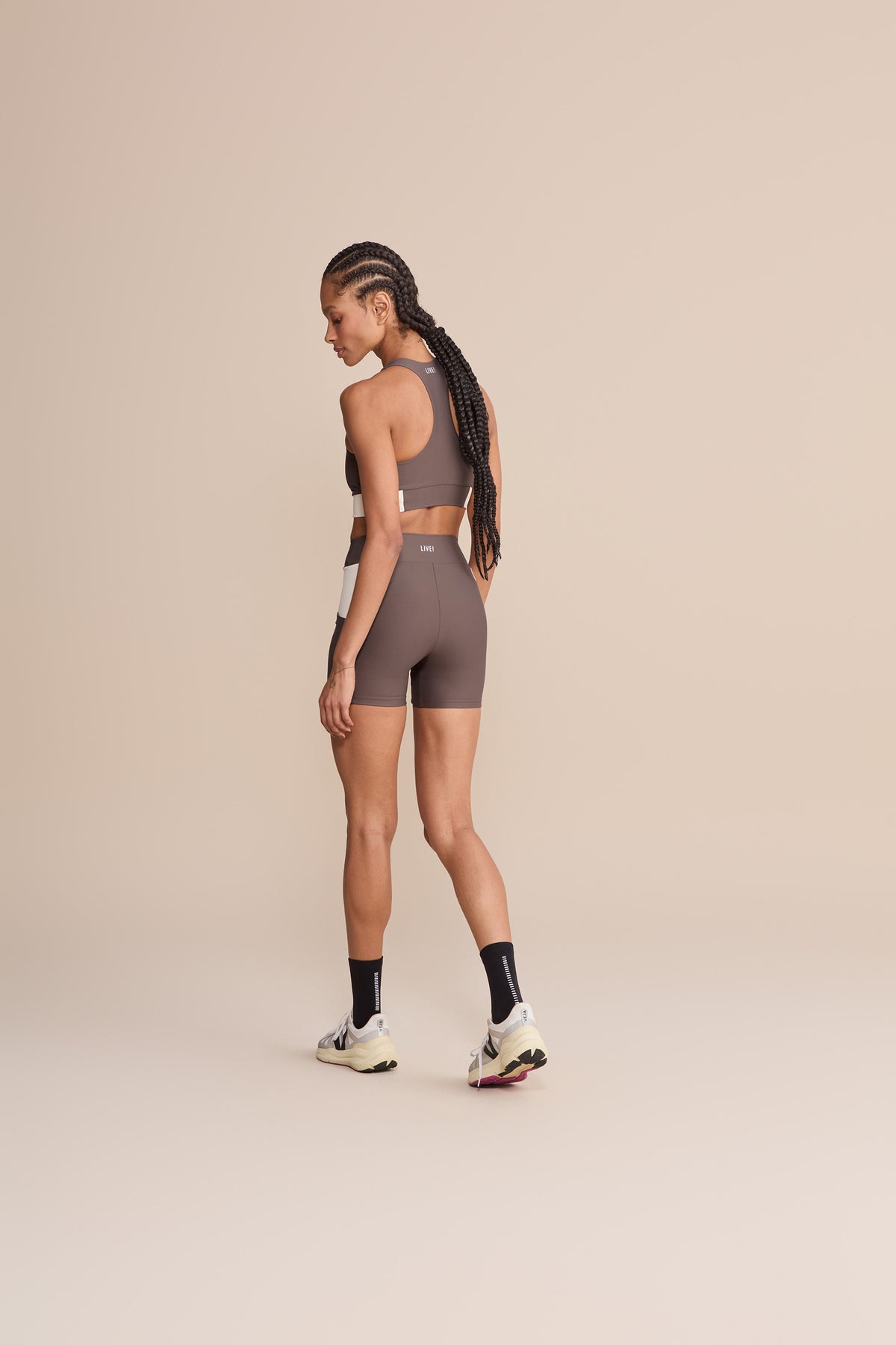 Suede Contrast Racerback Sports Bra