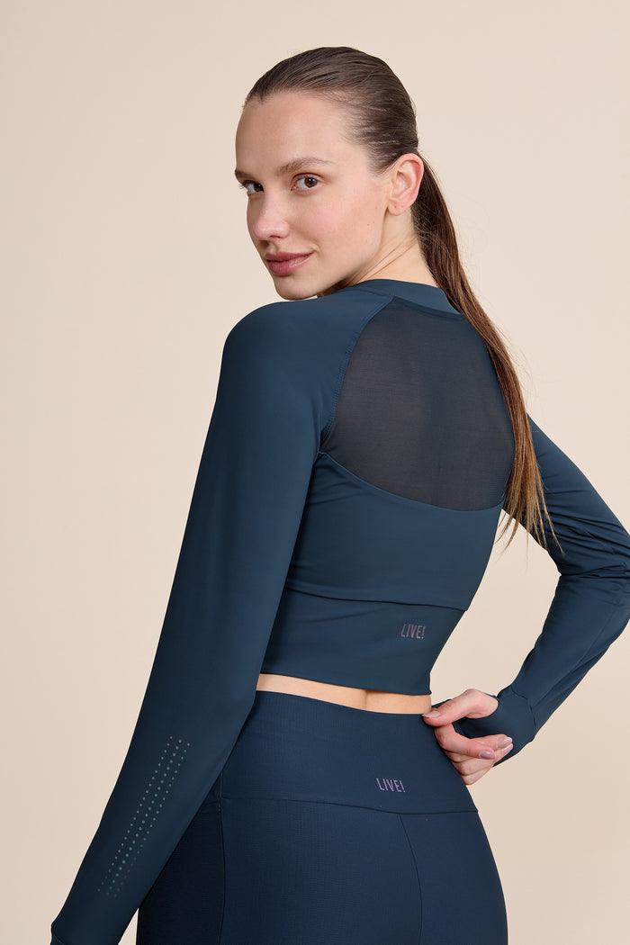Race Pro® Tule Cropped Long Sleeve Top