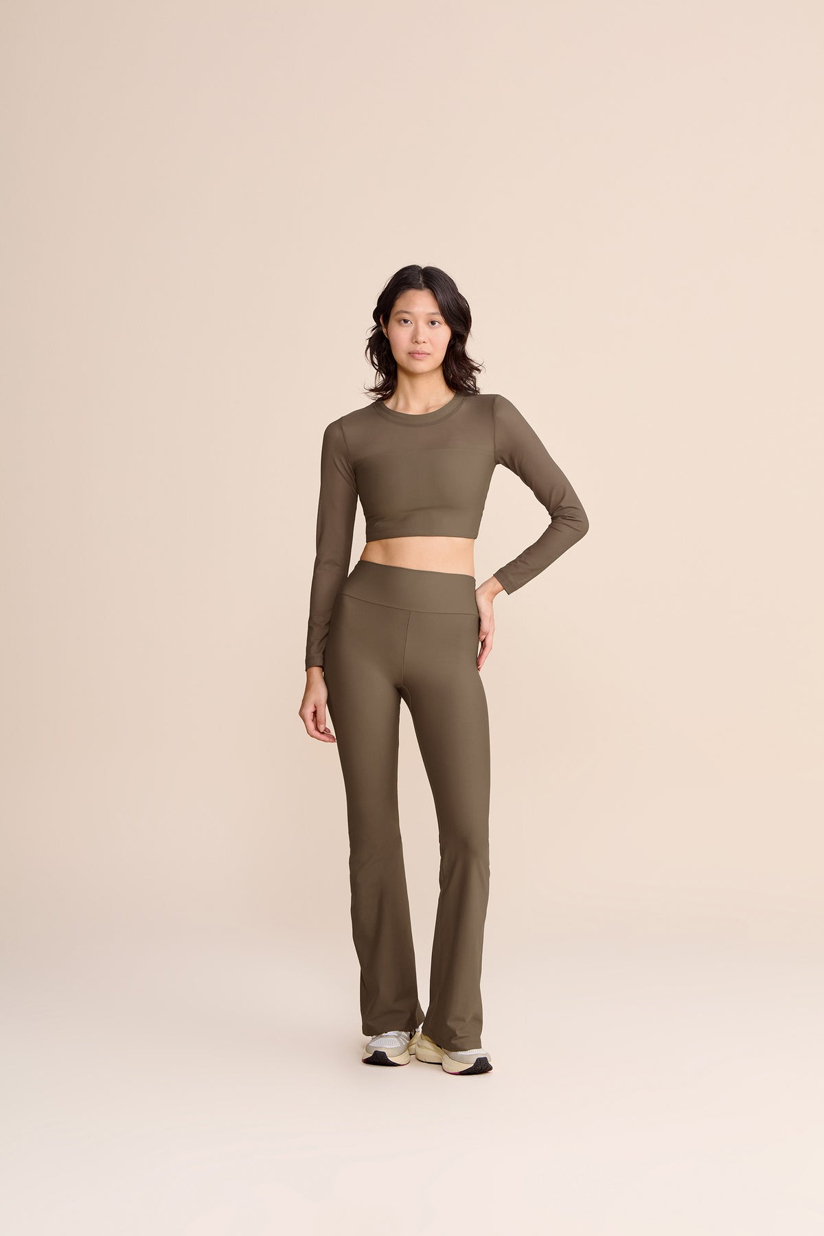V Zip Tule Core Flare Pants
